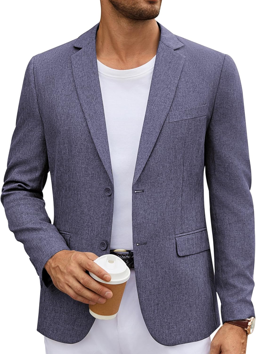 COOFANDY Blazer Décontracté Pour Homme à Coupe Ajustée – Blazer Sport Léger à 1 Bouton – Veste Sport De Costume., Petit