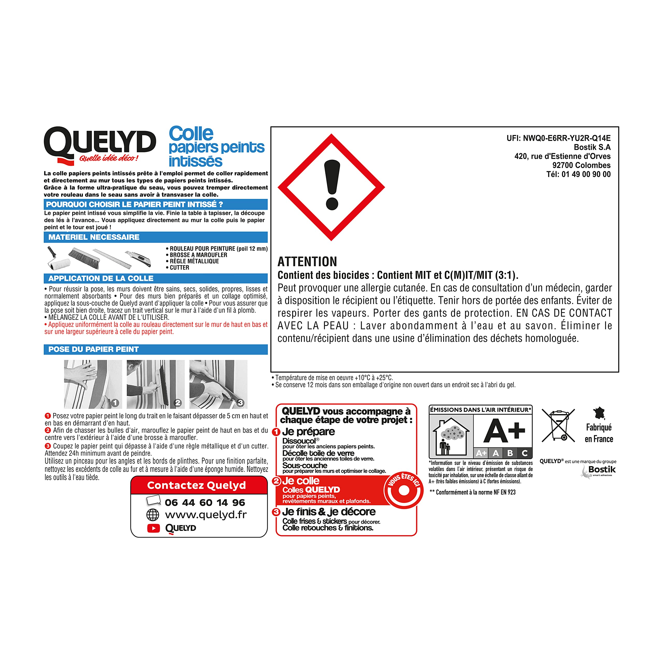 Quelyd Colle Papiers Peints Intissés en Pâte Seau 3 kg
