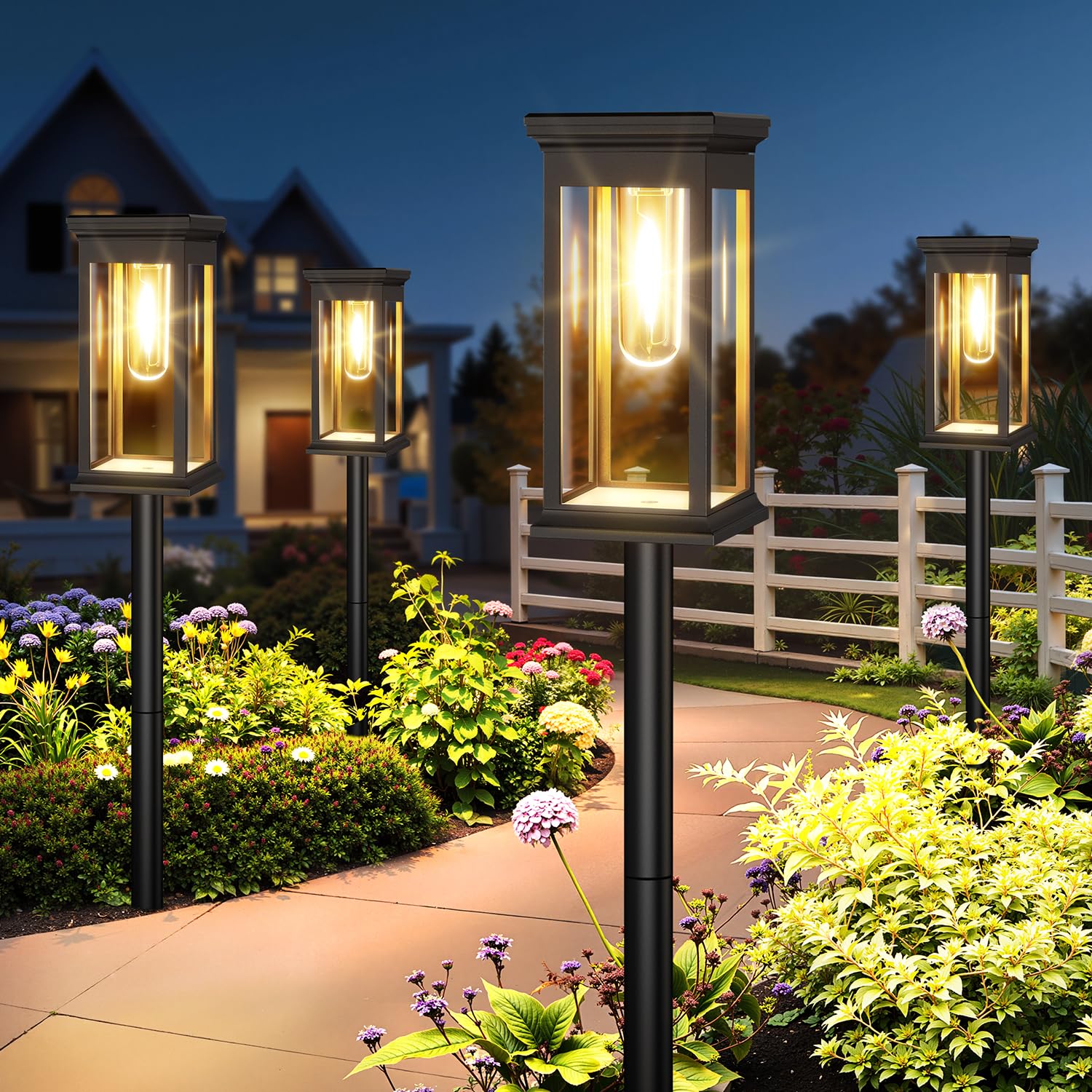 NEEMO Solarlampen für Außen Garten, 6 Stück Hell Solarleuchten für Außen mit Warmweiß LED, 50000 Std. Längere Arbeitzeit, Wasserdicht Solar Gartenleuchten für Rasen, Terrasse, Hof, Deko Geschenke