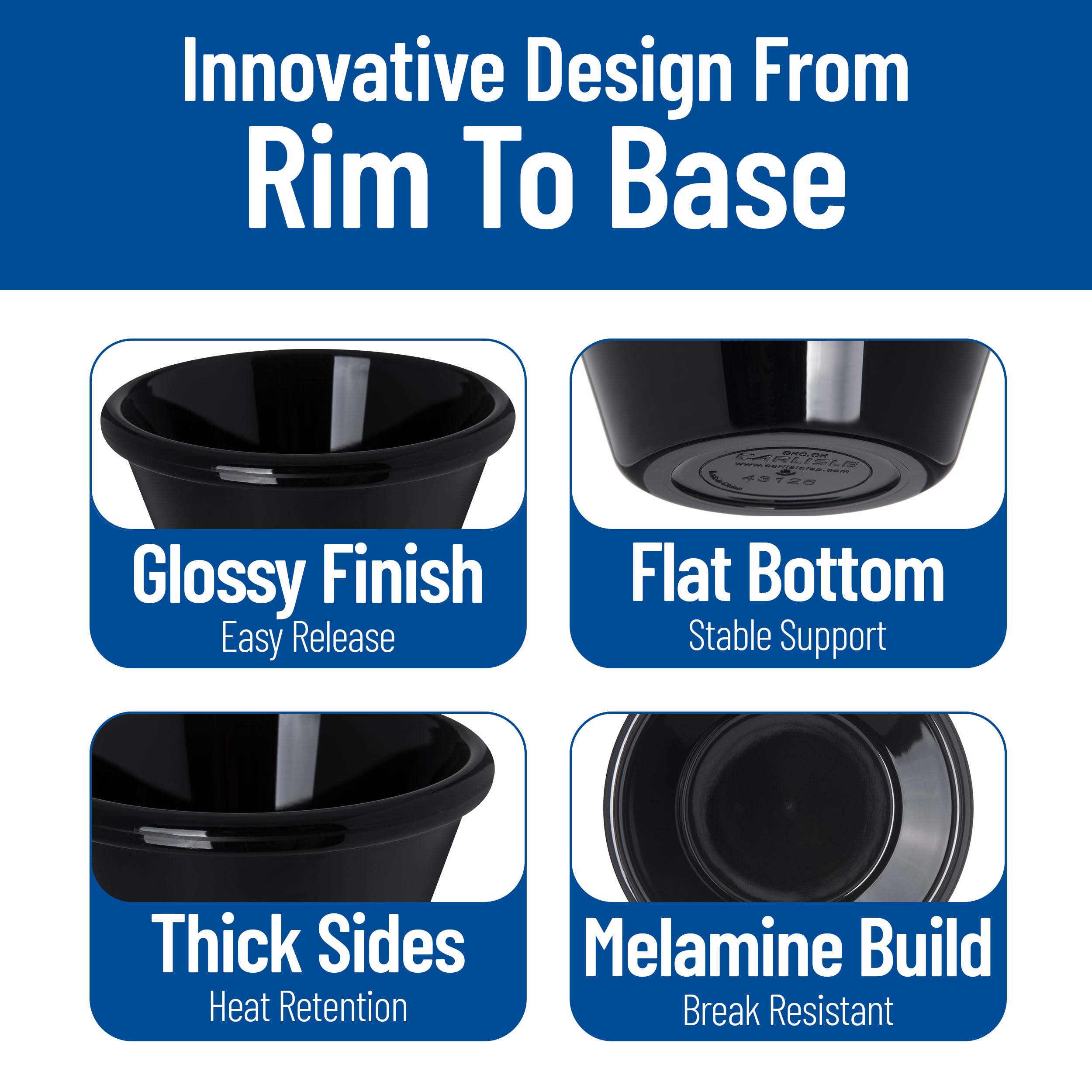 Carlisle 4312603 SAN Smooth Ramekin, 6 oz Capacity, 1.80" Height, Black (Case of 48)