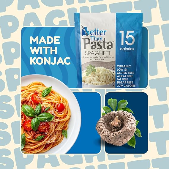 Better Than Pasta Organic Shirataki Spaghetti USDA Organic, Zero Net Carbs, Keto & Diabetic Friendly, Gluten-Free, Low-Calorie, Plant-Based, Non-GMO, No Odor, Ready-to-Eat Konjac Noodles 14oz (Pack of 6)