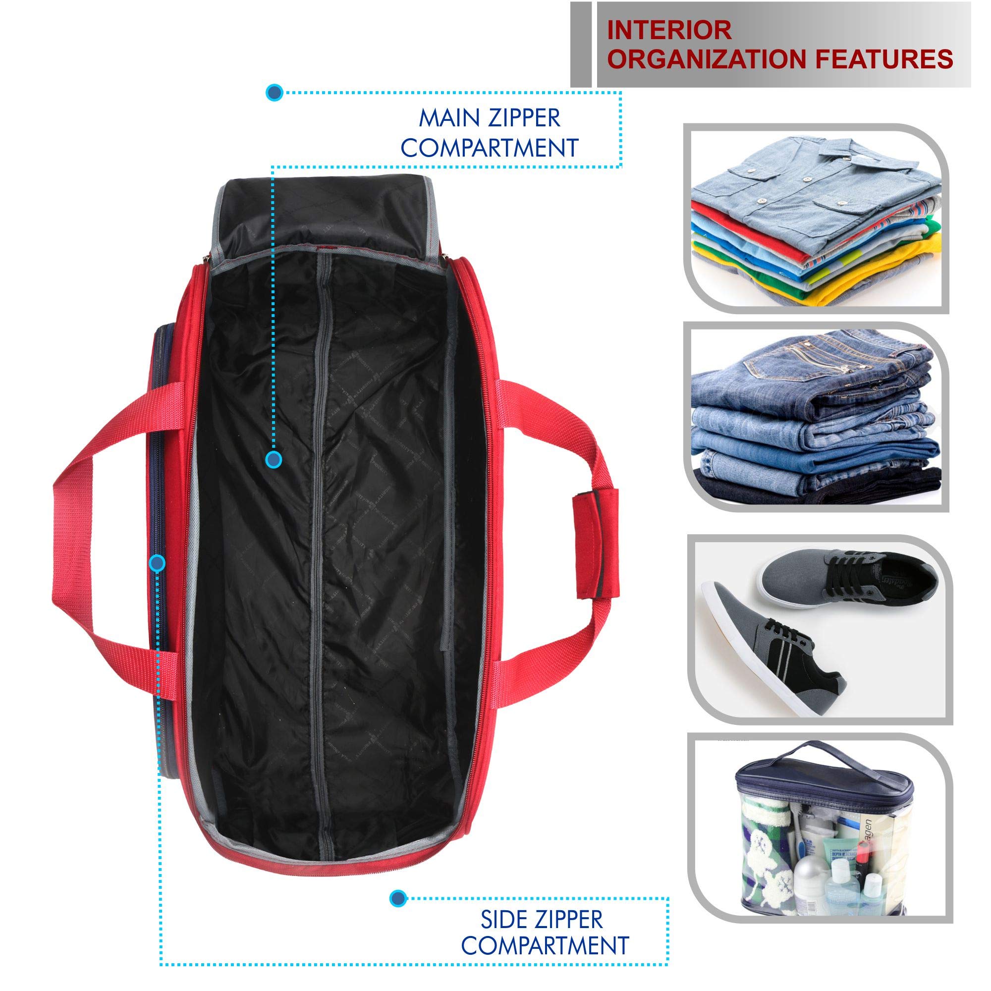 Priority ARC ed Polyester Wheel Duffle Trolley Bag |, Red, 61 cm, ARC
