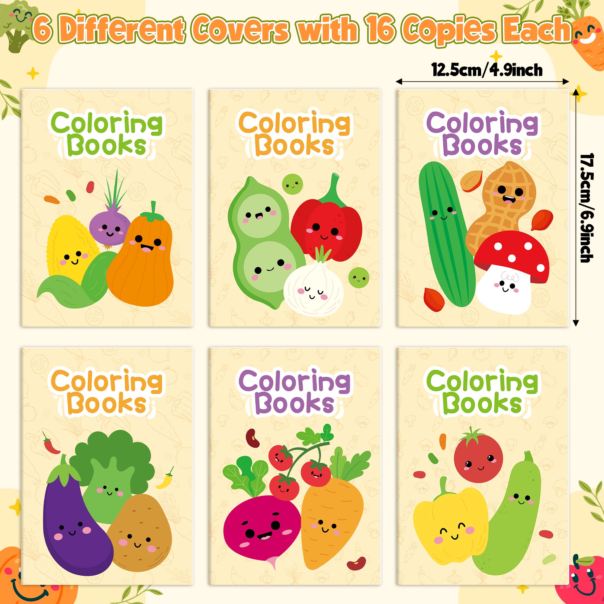 96 libros para colorear vegetales para niños, fiestas, recuerdos escolares, recompensa