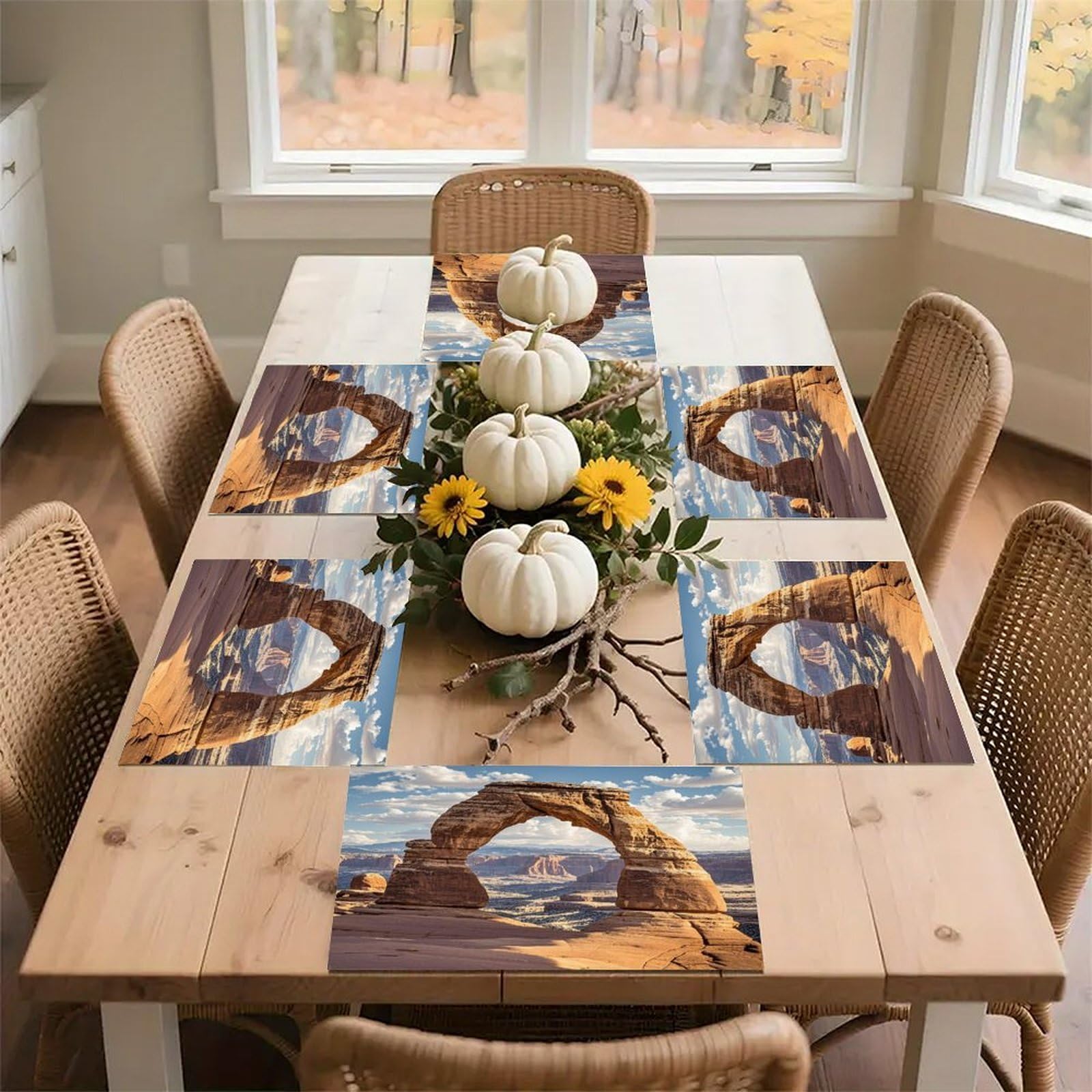 Arches National Park Placemats Flax Place Mats for Dining Table Rectangle Non-Slip Table Mats Heat Resistant Washable Placemat for Kitchen Home Decor Party Outdoor 12" X 18"