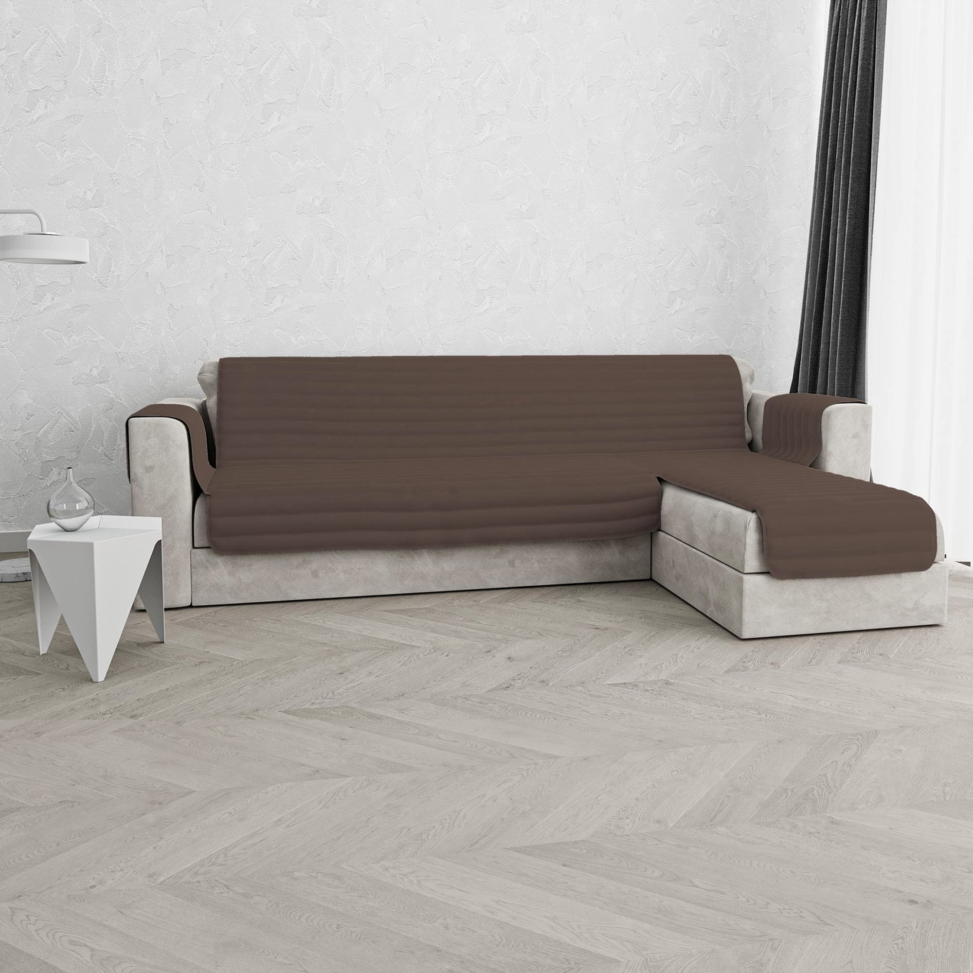 Italian Bed Linen Pinsonic TRENDY Quilted Sofa Cover with Reversible Peninsula, Brown, 240 cm