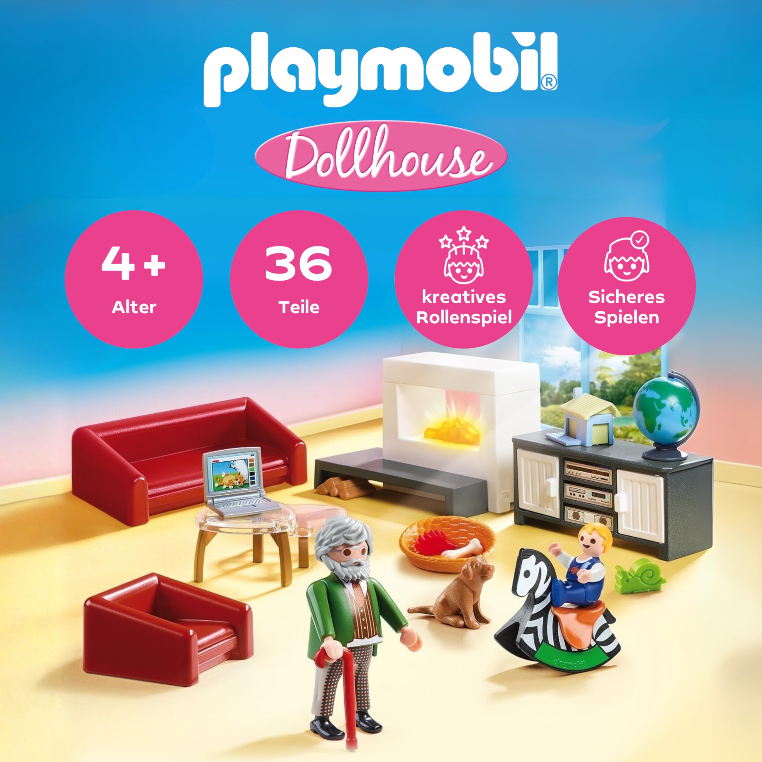 Besuche den PLAYMOBIL- PLAYMOBIL Dollhouse 70207 Gemütliches Wohnzimmer, Mit Lichteffekt, Ab 4 Jahren in use