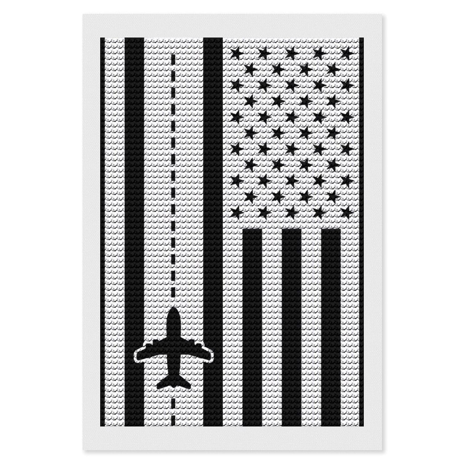 Nclqvjxzkhw Style Airplane Pilot Us Am-Ericans-Flag Diamond Art Painting For Adult Round Diamonds Pictures Arts Crafts Home Wall Decor 8"X12"