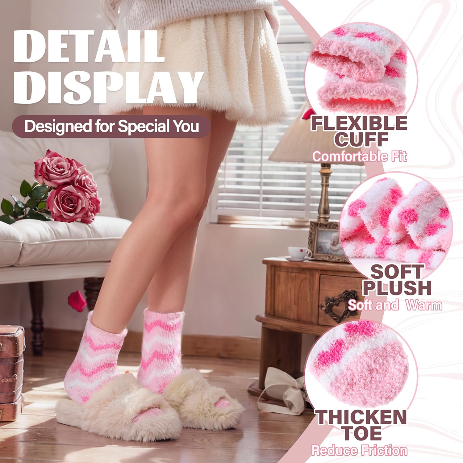 Anlisim Fuzzy Socks for Women, Soft Comfy Cozy Fluffy Thick Winter Warm Fleece Slipper Socks - Image 5