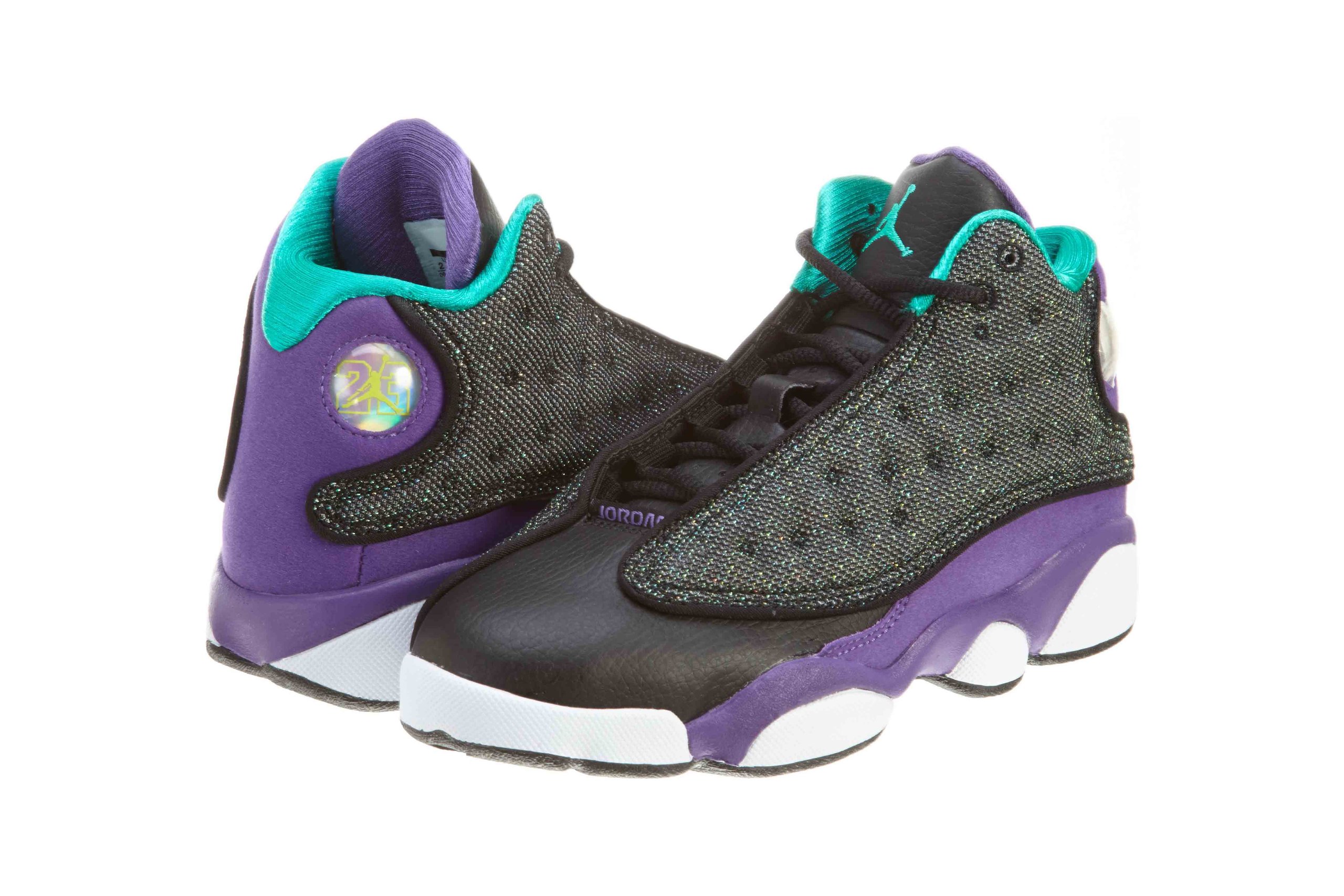 Jordan Nike Girl Air 13 Retro (PS) color: blackurple/teal/white 439669-027