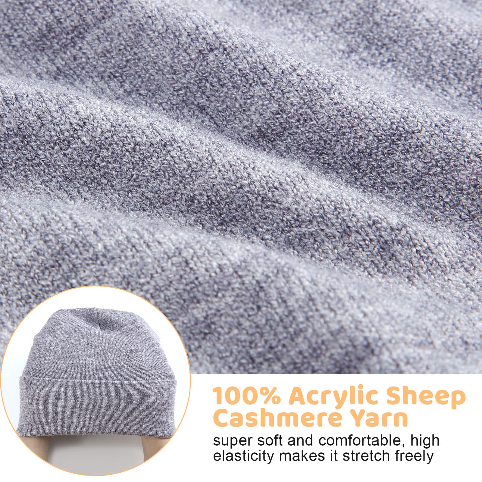 SATINIOR 4 Pieces Spring Baby Beanies Hats 0-36 Months for Unisex Spring Toddler Beanies Girl Boy Hat Warm Cap for Baby(Beige, Navy Blue, Army Green, Gray)