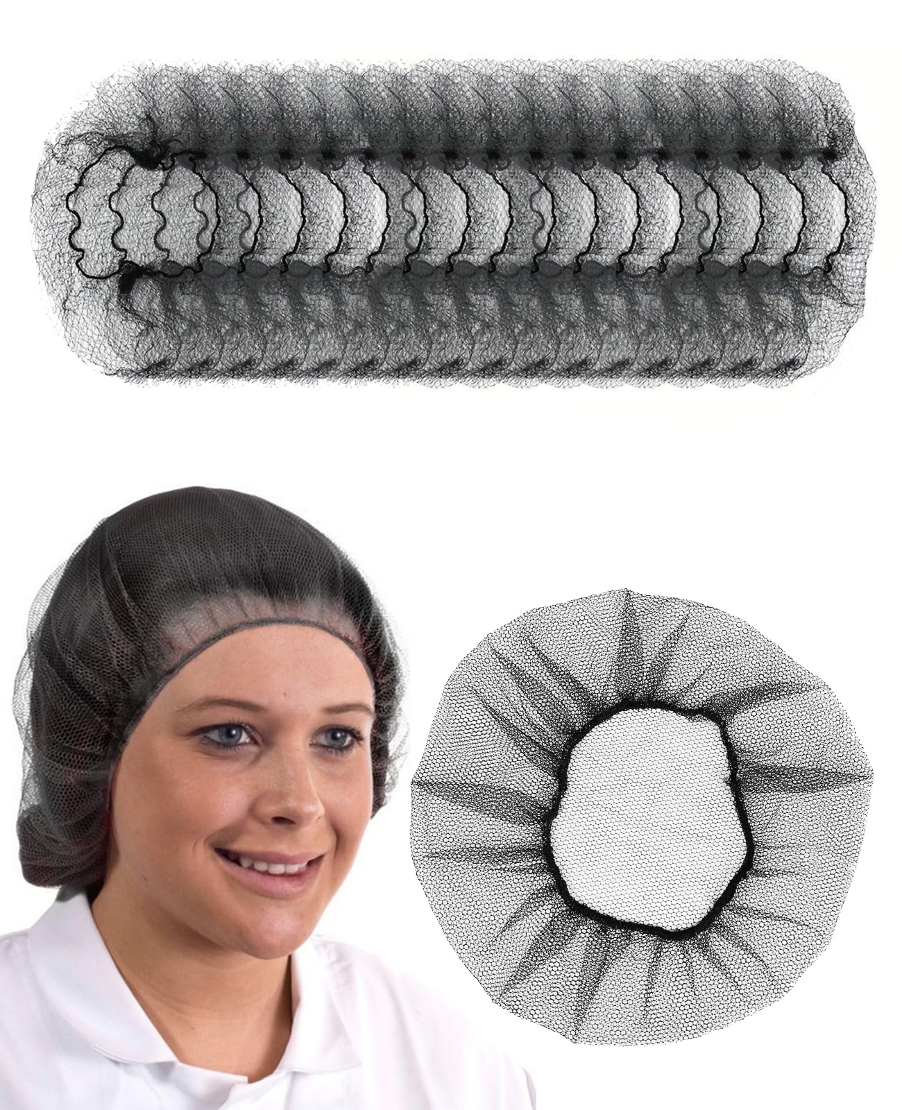 100 Pcs Disposable Hair Nets, Breathable Elastic Hair Nets for Catering, Sleeping
