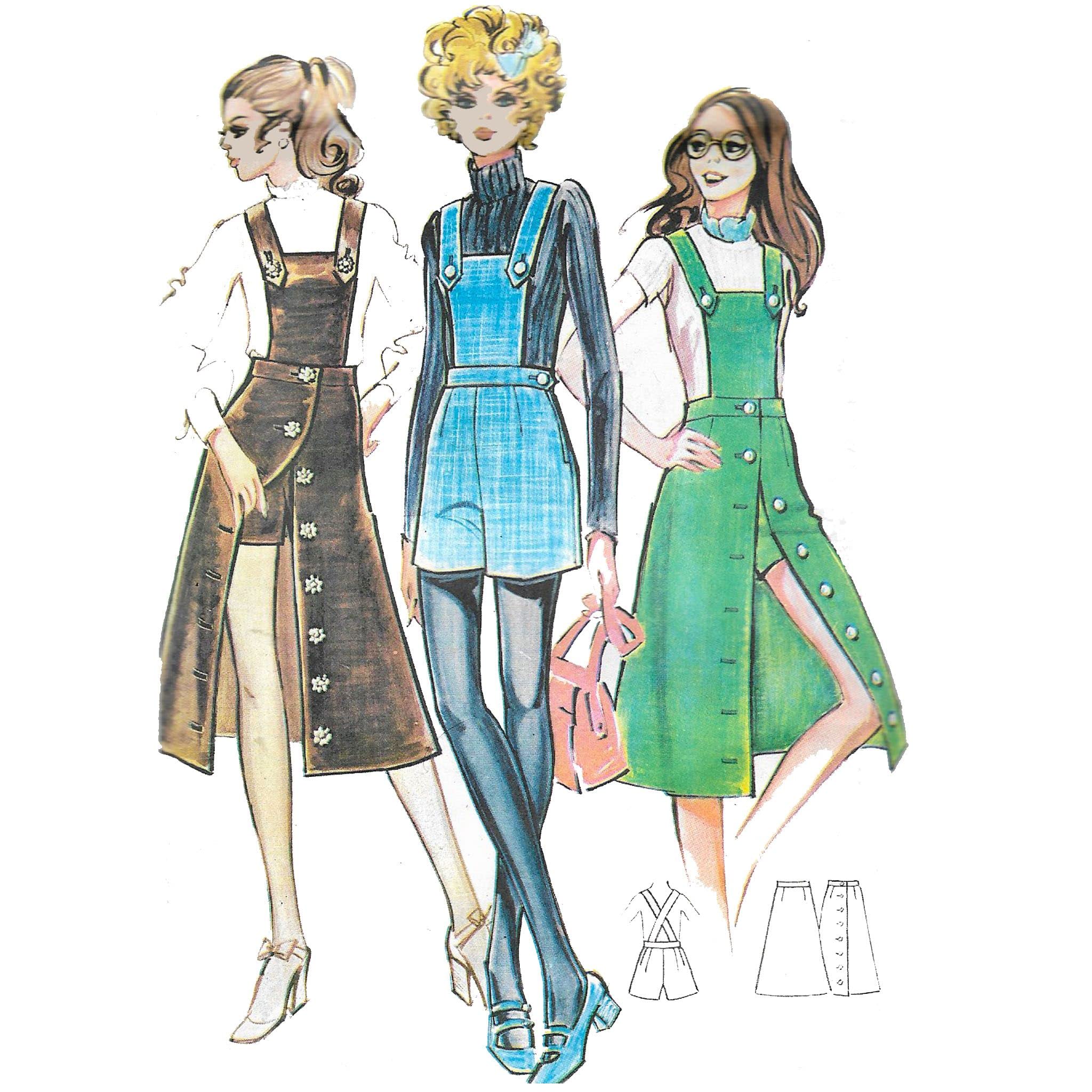 Amazon.com: Vintage 1970s Pattern – “Hot Pants” & Skirt - Bust: 34