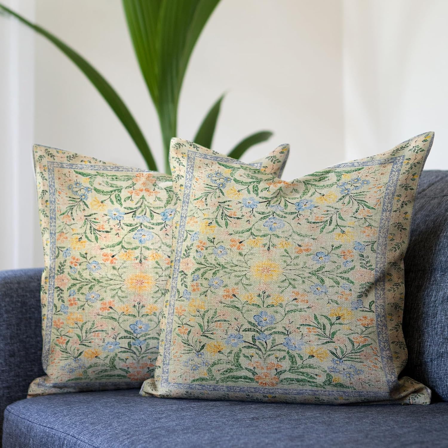 Boho Floral Pillow Covers 16X16 Set of 2,Sage Green Pillow