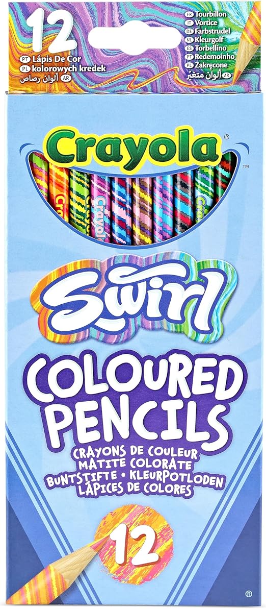 CRAYOLA Swirl Colouring Pencils - Assorted Colours (Pack of 12) | Magical Swirl Effect Will Draw 4 Colours Per Pencil |Ideal for Kids Ages 3+