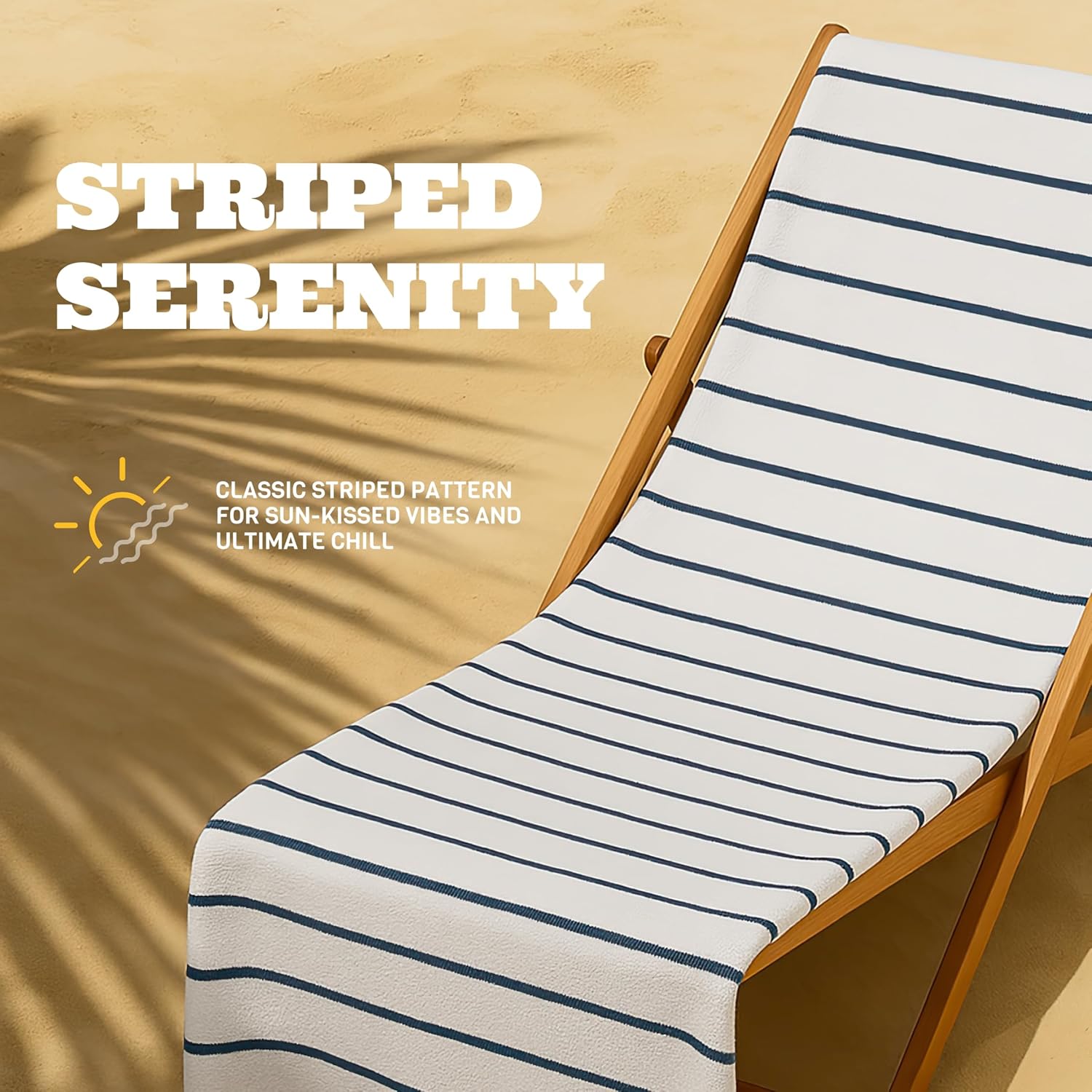 White Classic Cotton Pool Towels Oversized 30 x 60 Inches, Ultra Absorbent and Low Lint Striped Beach Towels for Adults, Stripes Design Luxury Extra Large Bath Towels, Navy Blue, 4 Pack - Image 6