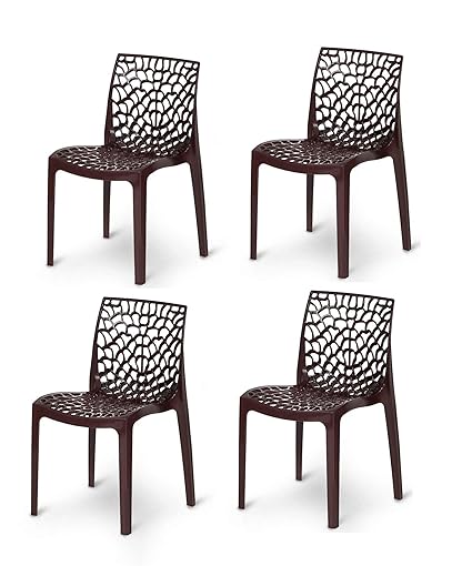 Binani Web Designer Plastic Chair (Set of 4 pc, Brown)