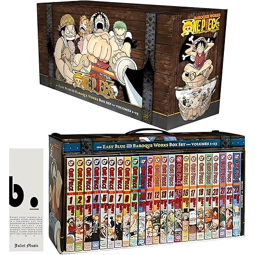 One Piece Manga Box Set 1: Volumes 1-23 (East Blue & Baroque Works) – English Edition | Complete Set with Exclusive Poster & Booklet | Shonen Jump & Juliet Music Bookmark