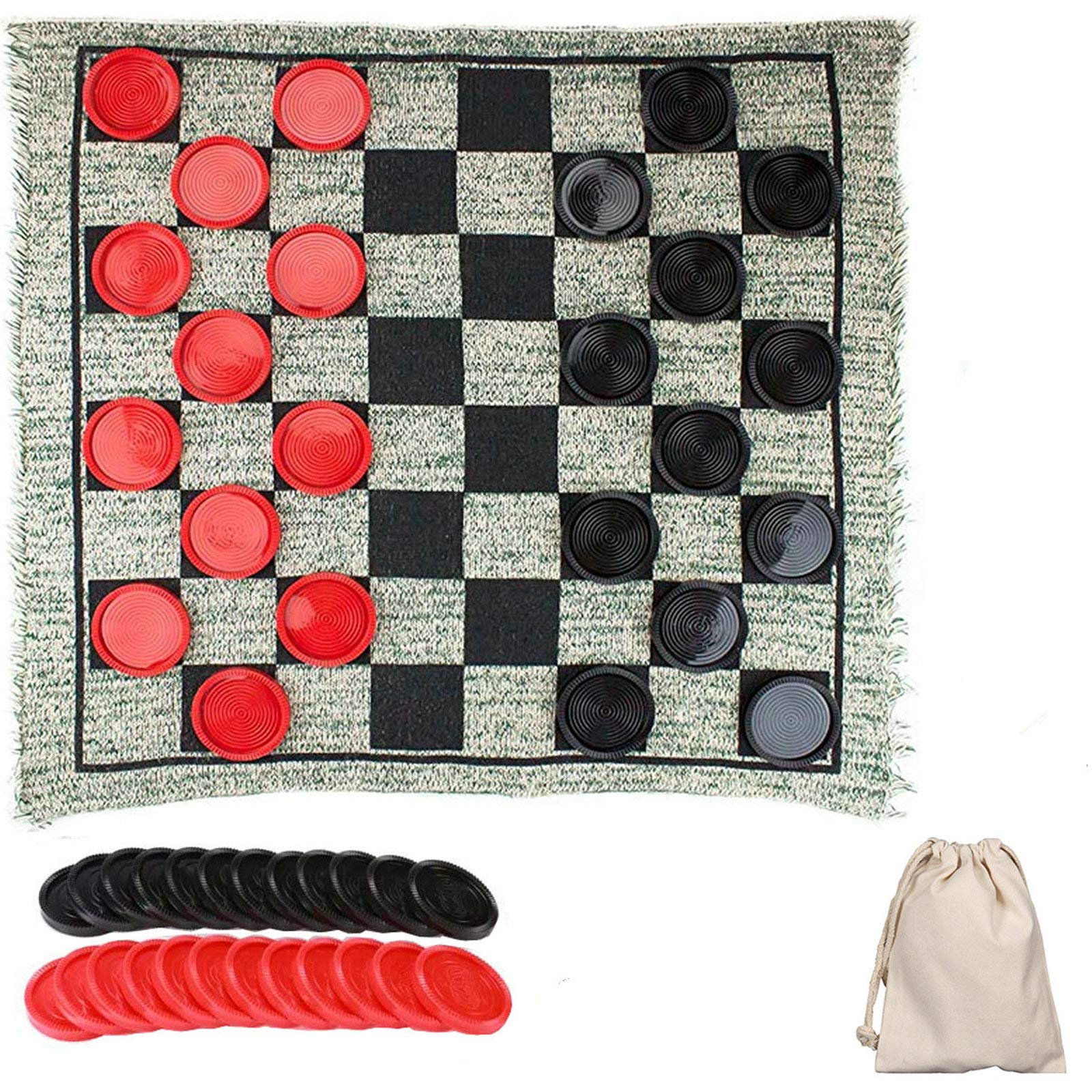 ZCOINS Giant Checkers Game for Kids Family Games Classic Indoor Games Yard Games Checkers and Super Tic Tac Toe Game