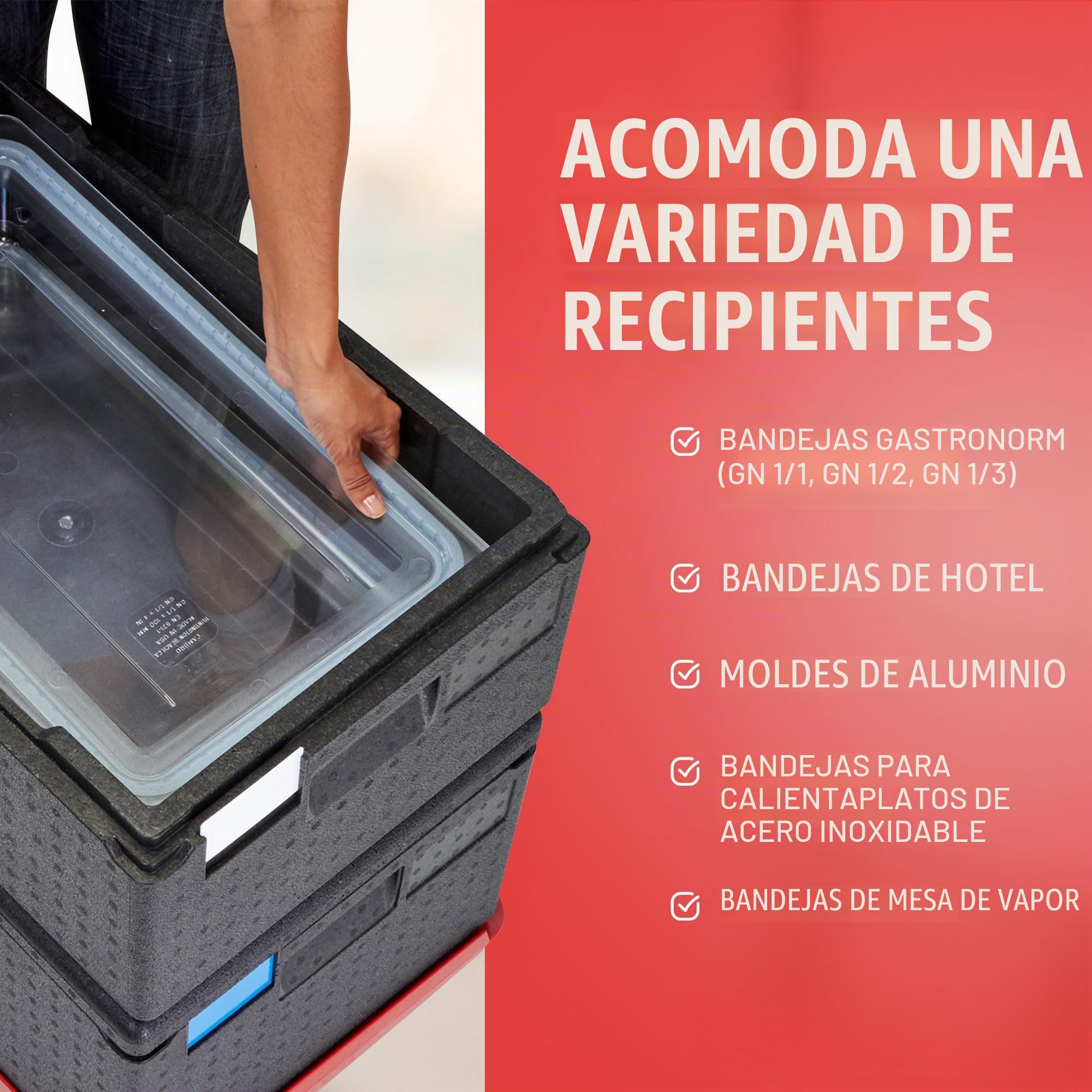 CAMBRO - Contenedor isotérmico con carga superior Cam Gobox GN 1/1 46 L - 60 x 40 x 31,6 cm (M.Ext) - 53,8 x 40 x 25,3 cm (M.Int) - Negro