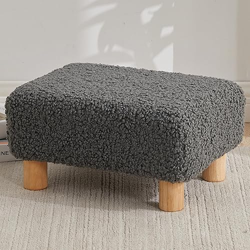 Miniatura 12 de Taburete pequeño otomano, reposapiés otomano de sherpa, reposapiés otomano para sofá, reposapiés rectangulares y otomanos, pequeño para sala de Azul