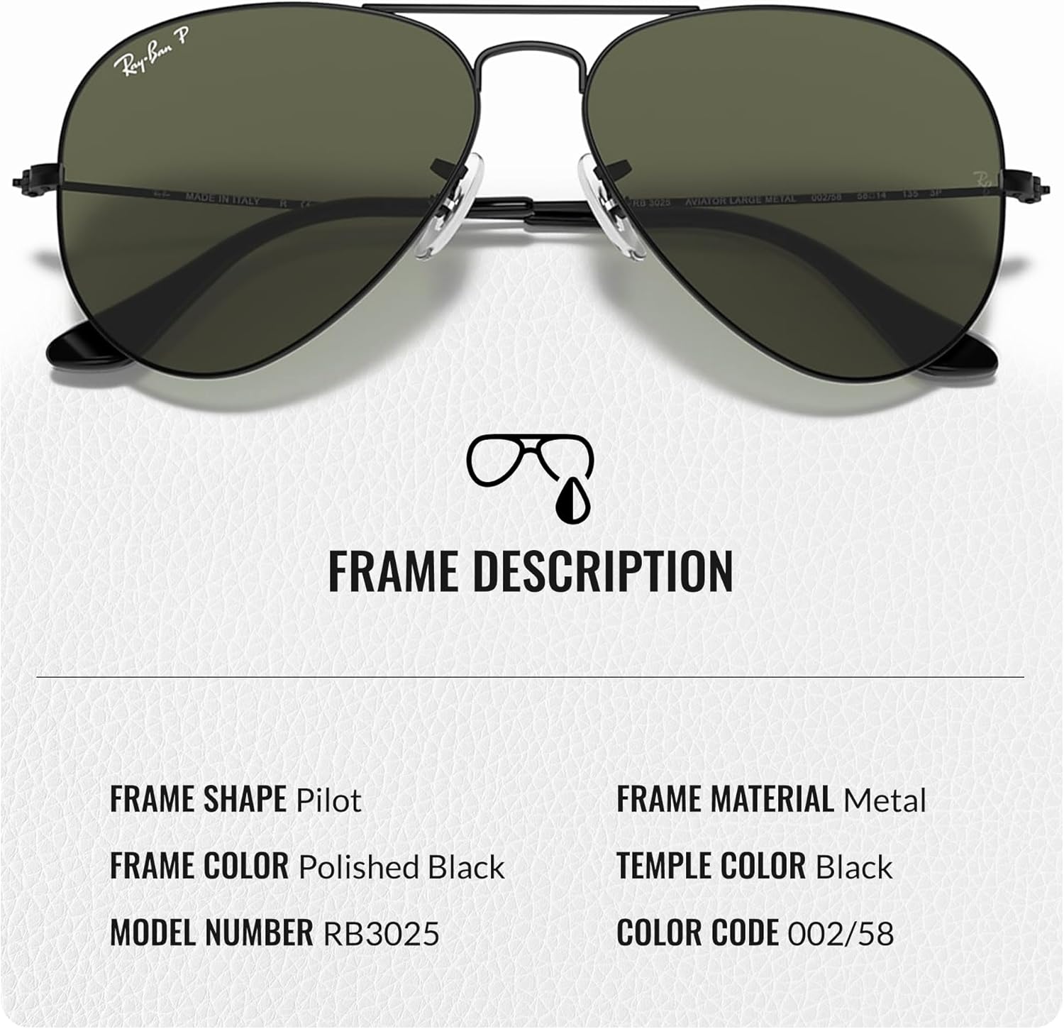 Ray-Ban RB3025 AVIATOR CLASSIC Pilot Shaped Sunglasses for Men & Women with Official RAYBAN Eyewear Kit - Image 3