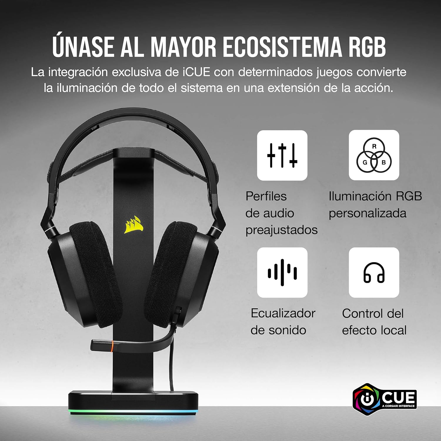 Corsair HS80 RGB Auriculares con Micrófono para Juegos USB – Sonido Envolvente Dolby 7.1 – Micrófono Omnidireccional – Compatible con iCUE – PC – Negro 7
