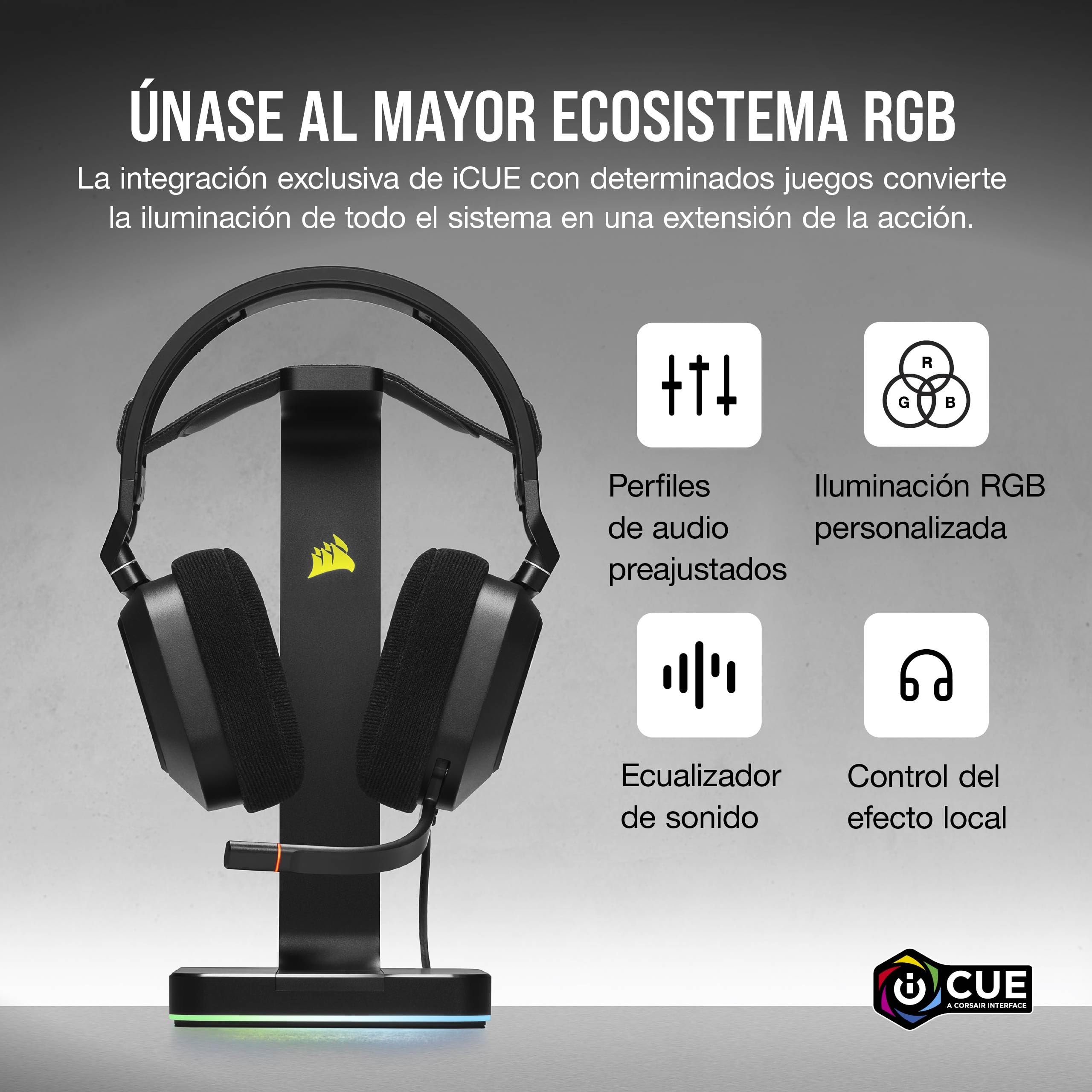 Corsair HS80 RGB Auriculares con Micrófono para Juegos USB - Negro | Sonido Envolvente Dolby 7.1, Micrófono Omnidireccional, Compatible con iCUE, PC