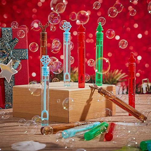 Miniatura 3 de Shappy 100 varitas de burbujas de Navidad, mini varitas de burbujas, regalos de fiesta de burbujas para juguetes de Navidad, regalo de boda,