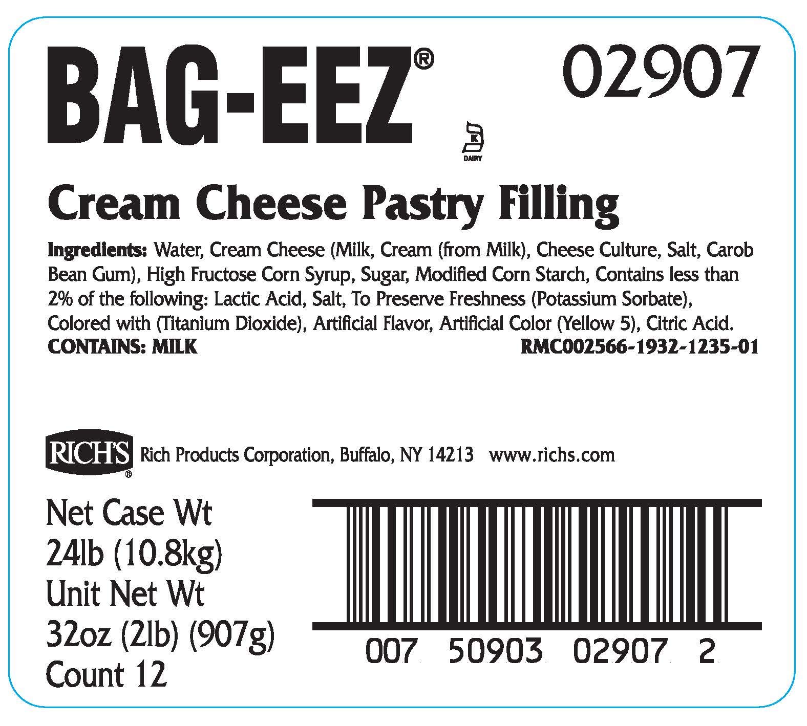 Richs JW Allen Pastry Filling Bag-Eez Cream Cheese 384 oz Pack of 12 — view 4