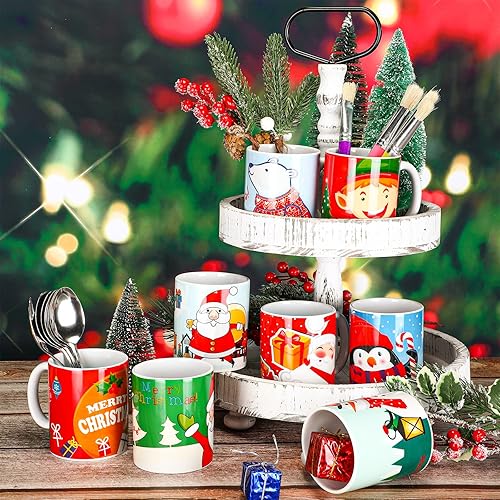 Miniatura 7 de Nuogo Paquete de 8 tazas de café de Navidad de cerámica, tazas de cerámica apilables para fiesta de vacaciones, tazas de cerámica para regalo de