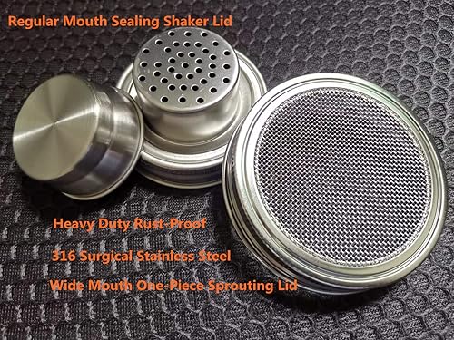 Miniatura 2 de Tapas de colador con tapa de malla de acero inoxidable 316, tapa de colador de boca ancha, juego de tapas para conservas de tarros Mason