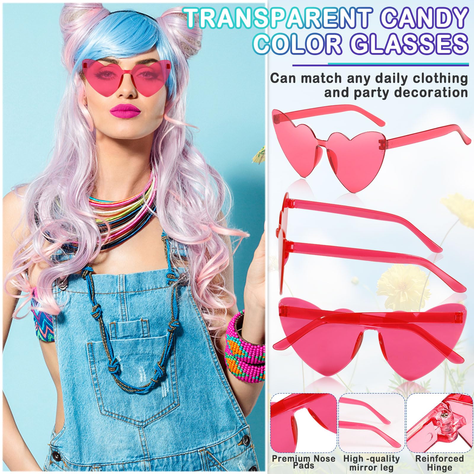 11 paar Hen Heart Shaped Bril Randloze Frameloze Zonnebril Transparant