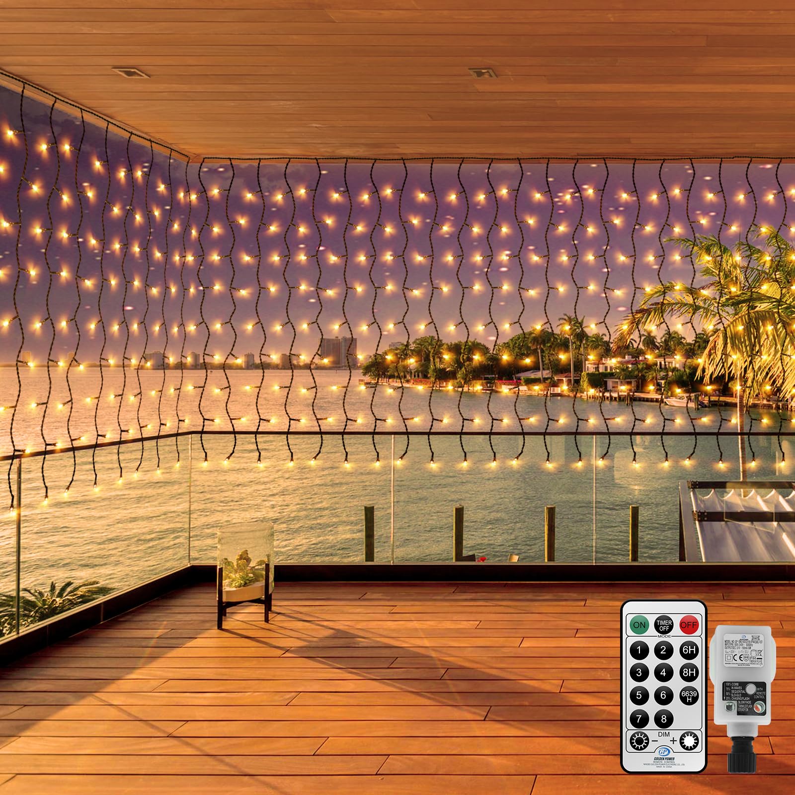 Cortina Luces Navidad Exterior,6 m x 1 m 300 LEDs para interiores y exteriores, luces de carámbano enchufables, cortina de fondo colgante, luces de pared de cascada con control remoto, cable