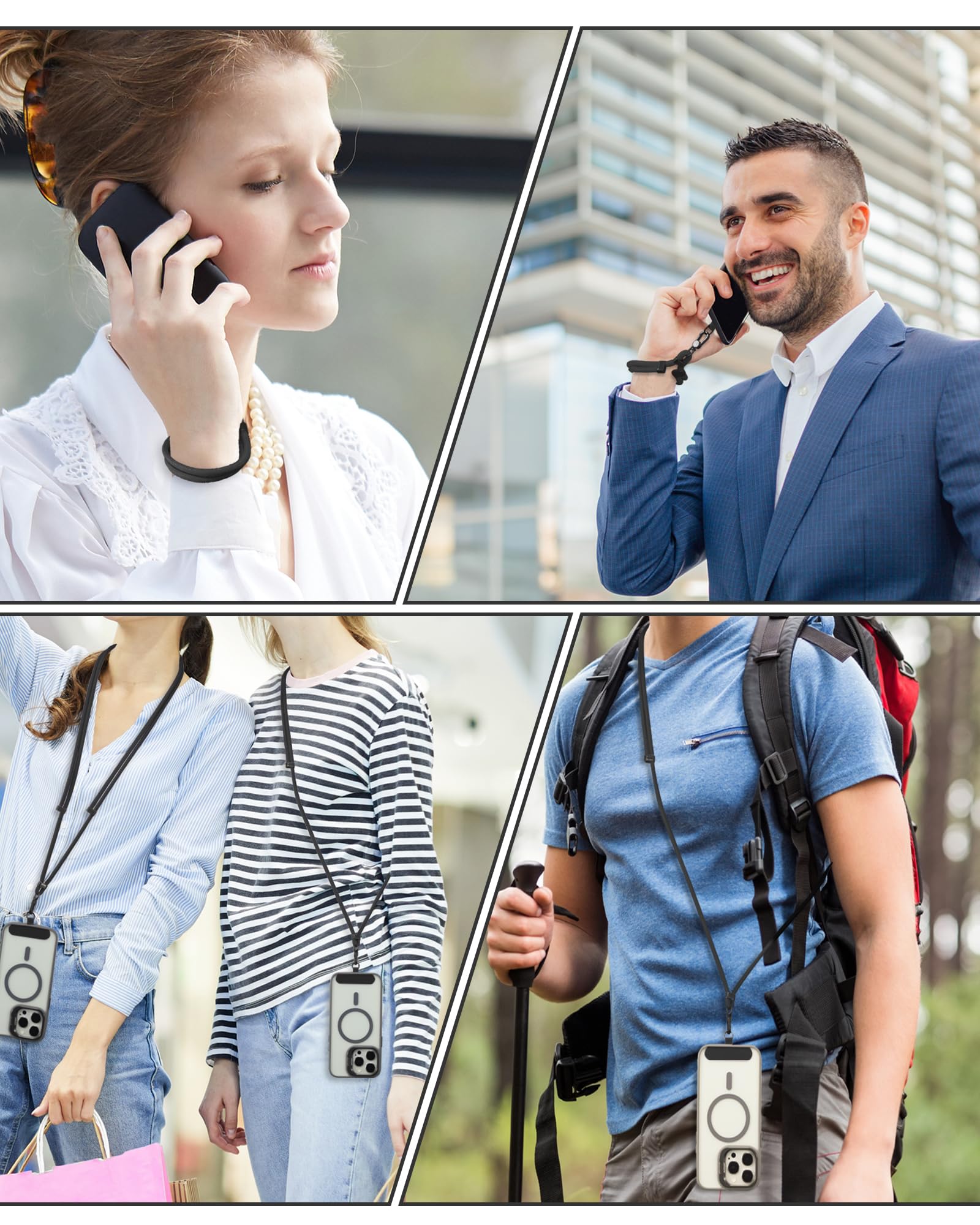 VVAAGG Cordón para teléfono celular para iPhone: correa cruzada para teléfono y correa de muñeca para la mayoría de teléfonos inteligentes iPhone y Android