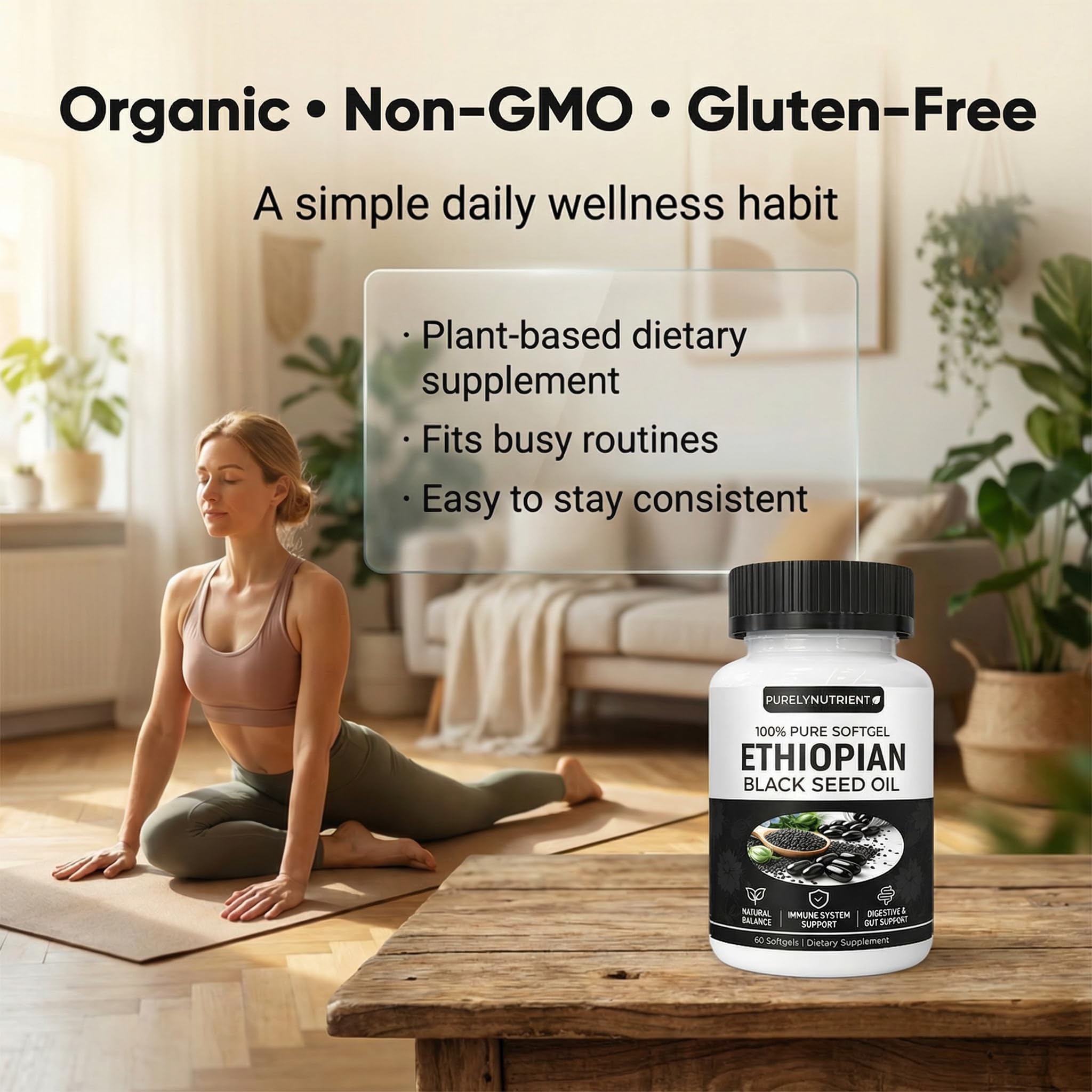 Ethiopian Black Seed Oil Capsules, Pure Black Seed Oil Organic Cold Pressed with 4.64% Thymoquinone, Non-GMO, Gluten-Free, 60 Softgels — Amazon image 6