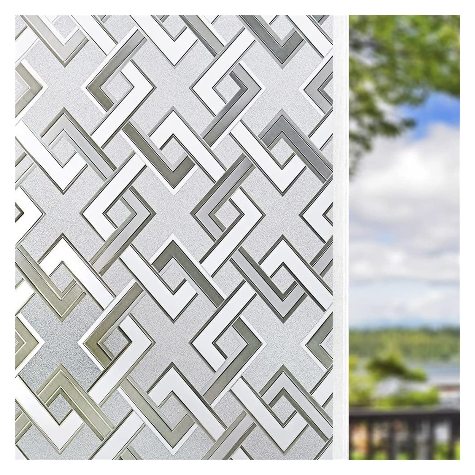 Stained Glass Window Film Window Film Frosted Glass Film Sun Blocking Static Clings Non-Adhesive Heat Control Home Office Decorative Stickers(Champagne,90x300cm)