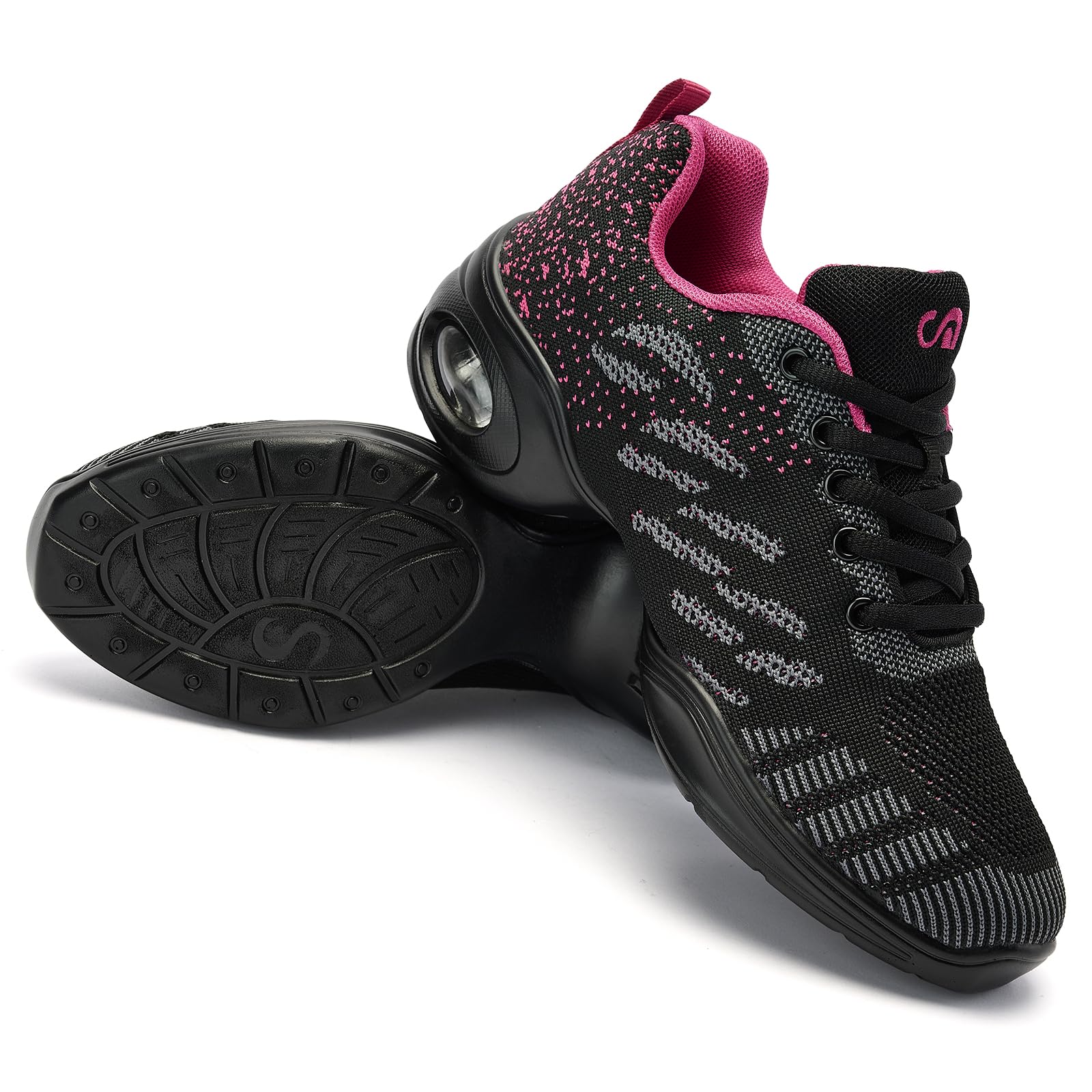 ZZS Women's Jazz Shoes Lace-up Sneakers - Breathable Shoes Air Cushion Lady Split Sole Athletic Walking Dance Shoes Platform