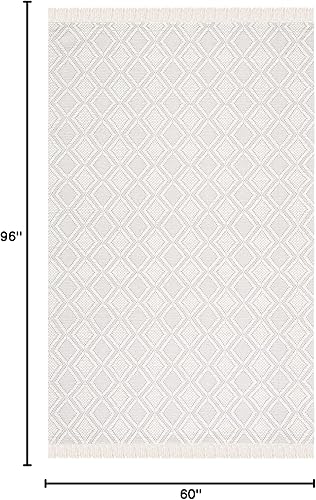 Miniatura 2 de SAFAVIEH Natura Collection - Alfombra de área de 5 x 8 pies, color marfil, lana hecha a mano, ideal para zonas de alto tráfico en sala de estar,