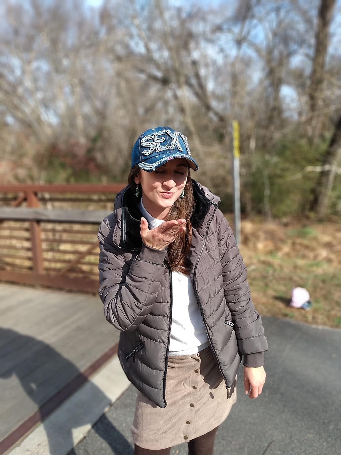 Popfizzy Bling Hat for Women, Rhinestone Baseball Cap, Bedazzled Distressed Denim Hats, Birthday Gifts for Women, Adjustable - Image 4