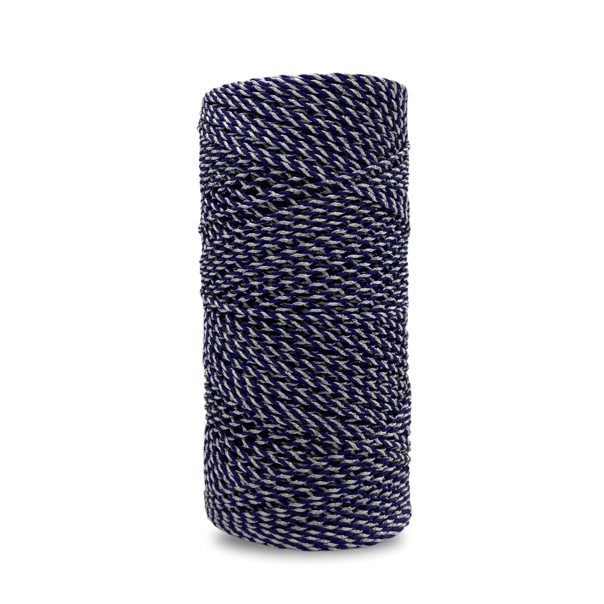 BOBBINY Bakers Twine Alternative, Macrame Cord, 2MM 100 Meter, 2 Ply, Not for Food Purpose Only for Crafting Purpose (Blue & Silver Mix)