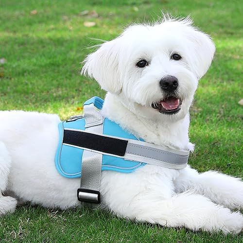 Miniatura 125 de Bolux - Arnés para perro, reflejante y transpirable, ajustable, con asa, para sacarlo a pasear, no más tirones ni asfixia (amarillo militar, talla L)