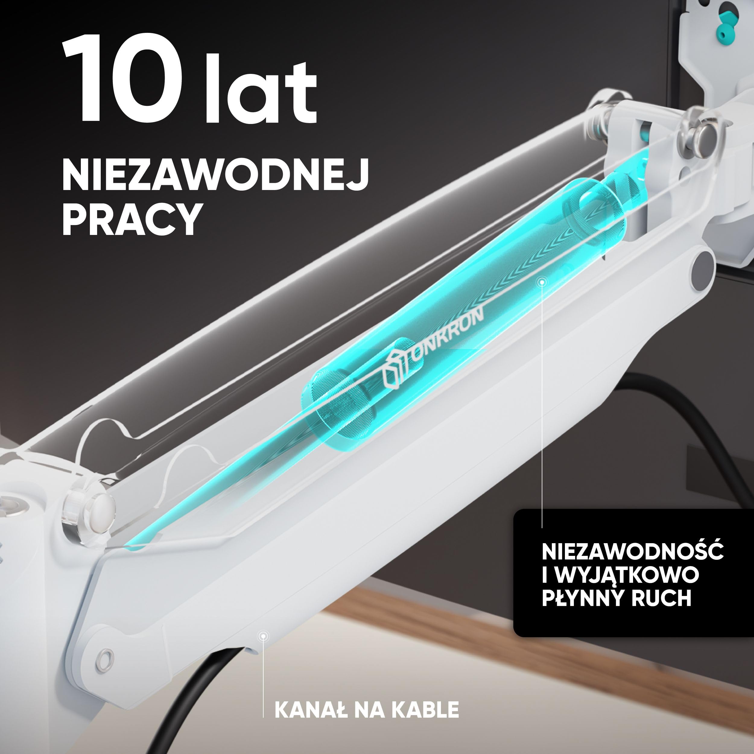 ONKRON Wyświetlacz przegubowy na 13-32 cale, uniwersalny uchwyt na ekran ładowania 9 kg, ramię monitora komputerowego stacjonarnego VESA 75x75 & VESA 100x100, uchwyt na ekran PC sprężyna gazowa, pełny
