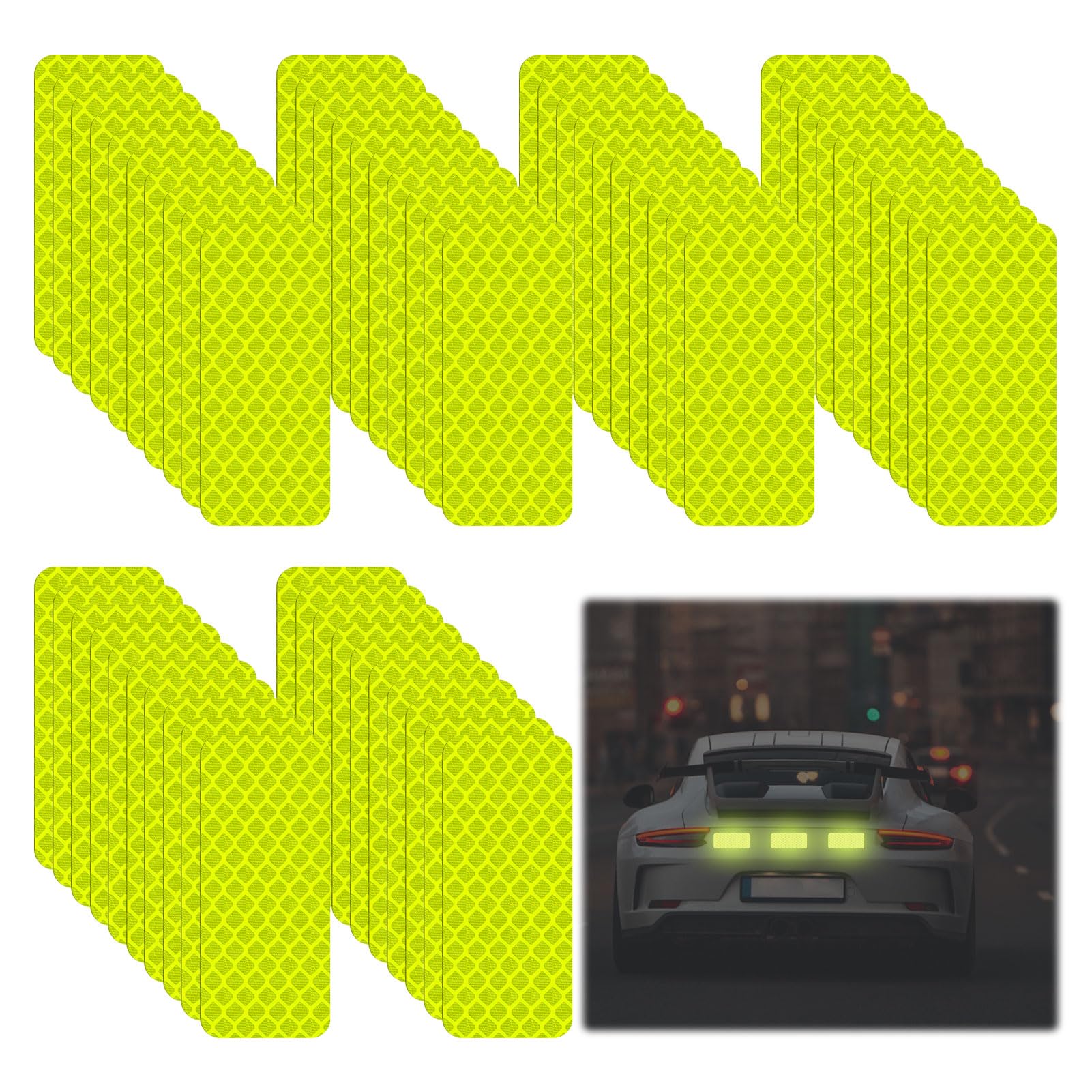 60PCS Reflective Stickers,High Visibility Reflective Strips,Fluorescent Yellow-Green Reflective Tape,Reflective Stickers for Clothing,Reflective Tape Waterproof for Cars,Bicycles,Motorcycles,Etc