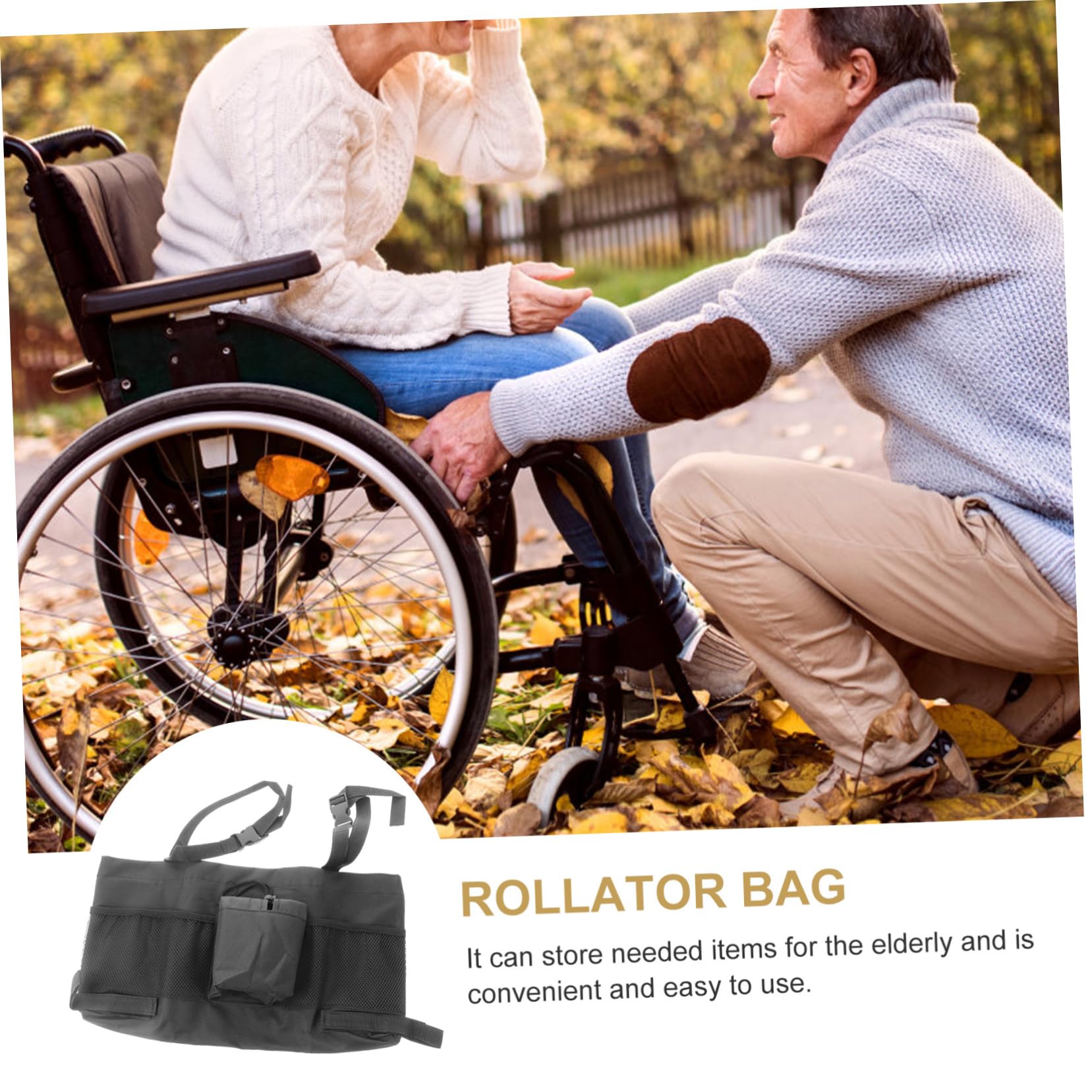 Bolsa Colgante para Andador Negra de Gran Capacidad en Tela Oxford | Ligera y Portátil, Diseño de Almacenamiento para Exteriores y Compras, Ayuda a Llevar Objetos Orden