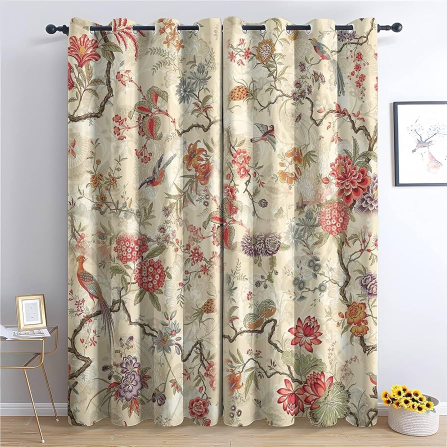 Amazon｜アメリカンレトロカーテン ドレープ 2枚組田舎3D