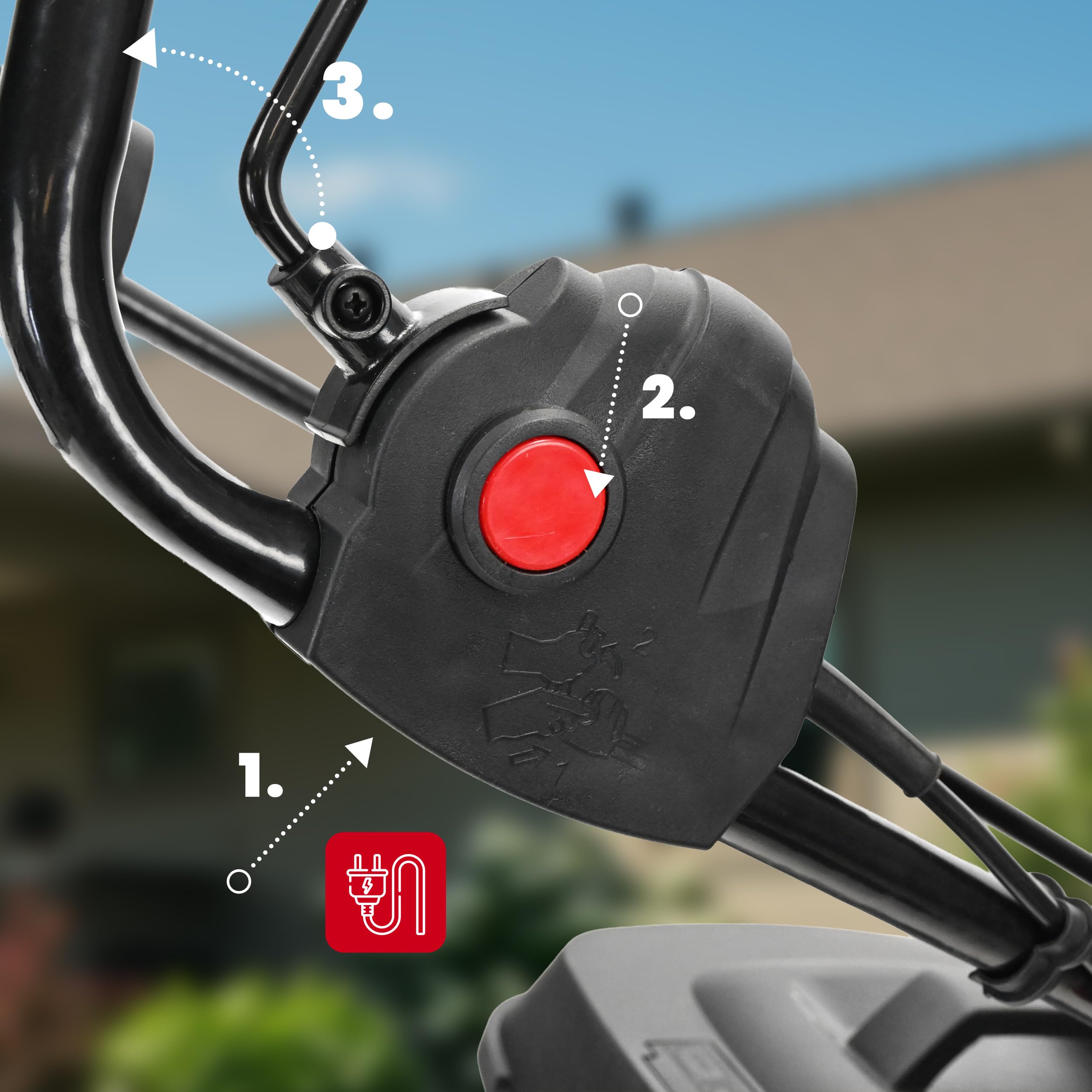 Lehmann Tondeuse à Gazon Électrique pour pelouses Jusqu’à 1000 m², 1600 W, Largeur de Coupe 38 cm, Bac de Ramassage 40 L, Réglage Hauteur de Coupe 5 Positions 25 à 75 mm, 3450 TR/Min
