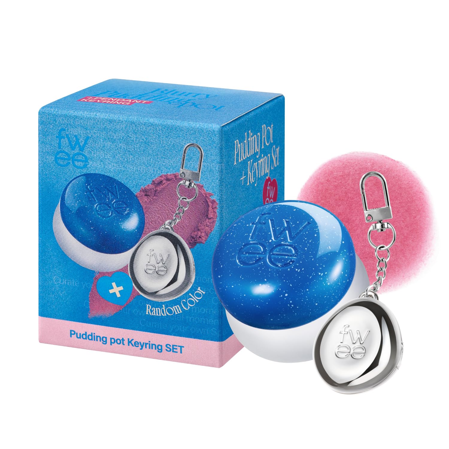 fwee Blurry Pudding Pot + Keychain SET | Airbrushed Blush & Lip, Buildable Pigment, Long-lasting, Lightweight, Easy to Blend, Natural Soft Matte Finish Makeup – Breeze (Berry Pink) | 0.17 oz