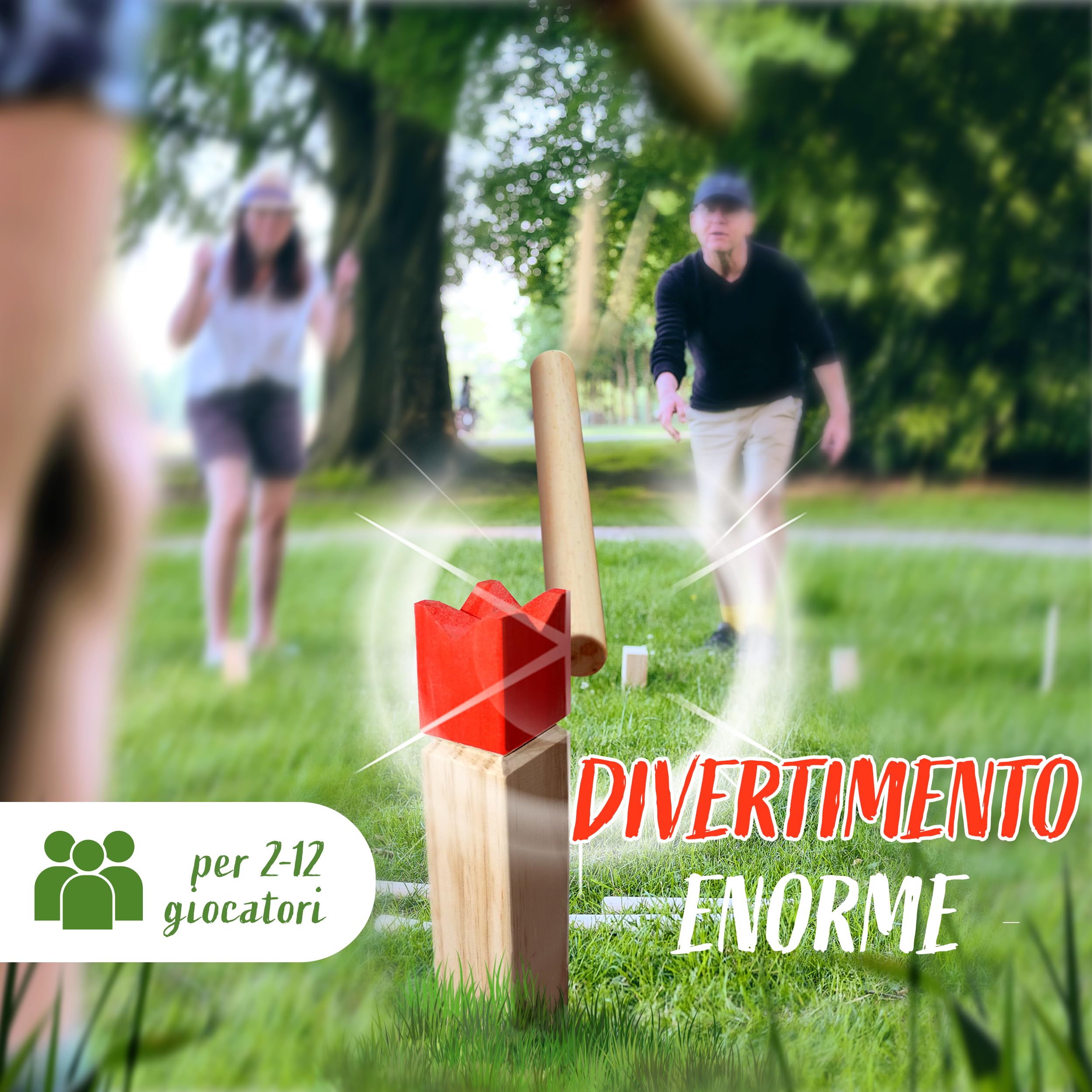 Ocean 5 Kubb Gioco Originale Vichingo | Gioco in Legno di Alta qualità in Una Borsa di Stoffa con Figure enormi | Set di Scacchi svedesi | Set di Scacchi in Legno per Bambini e Adulti |