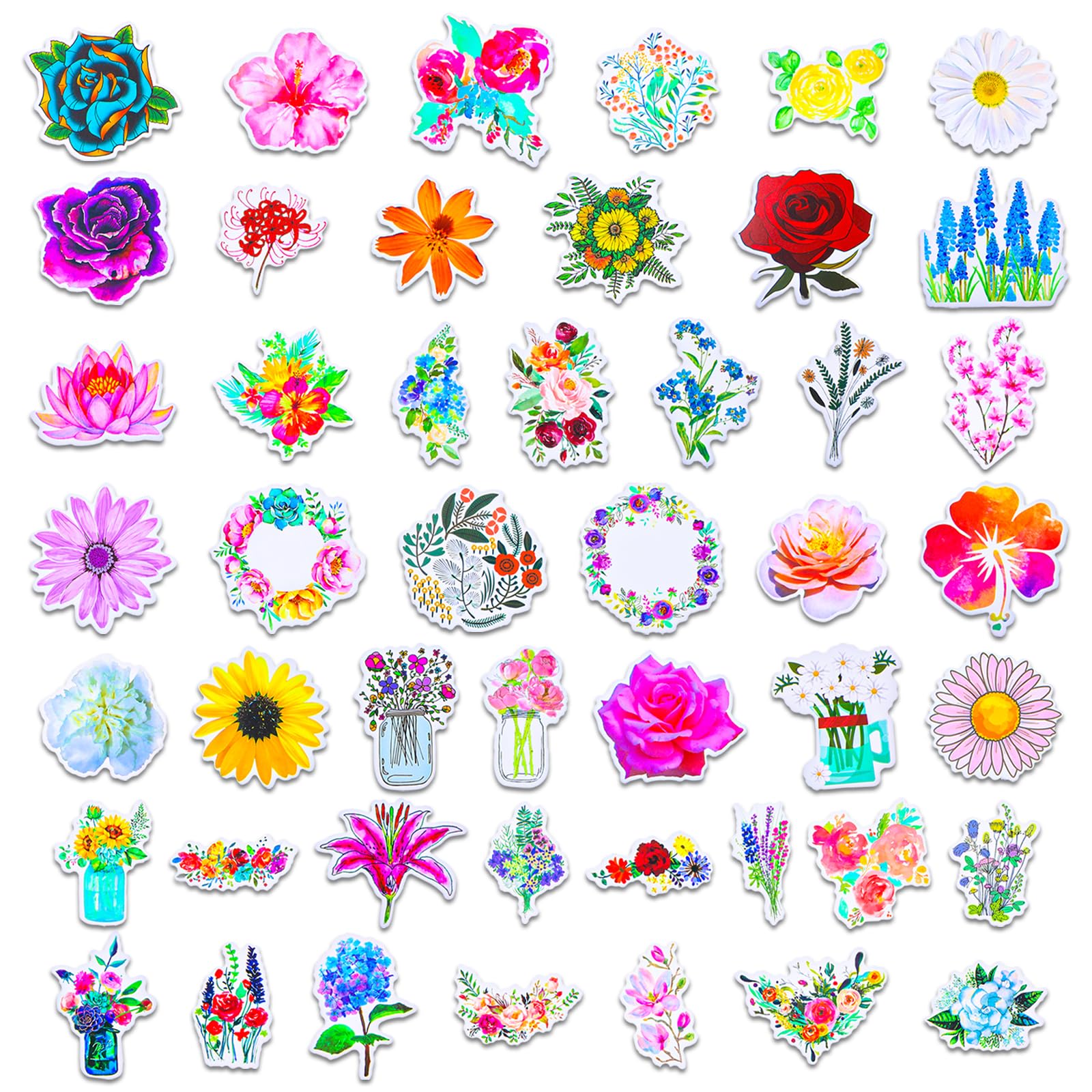 snapklik-50-pcs-flower-stickers-cute-floral-sticker-pack-for