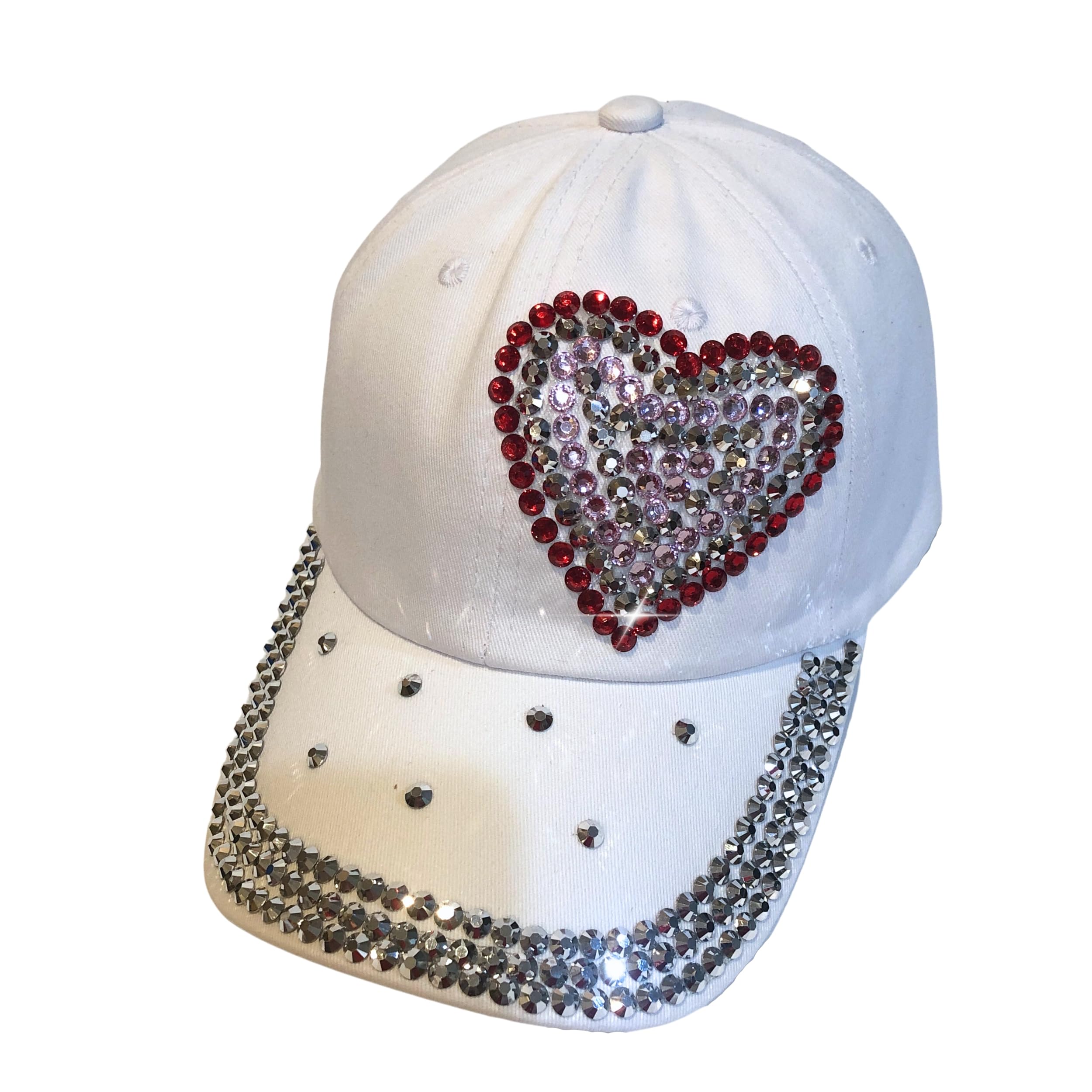 PopfizzyHeart Rhinestone Hat for Women, Trendy Bling Hats, Heart Accessories, Bedazzled Baseball Cap, Bling Gifts for Women